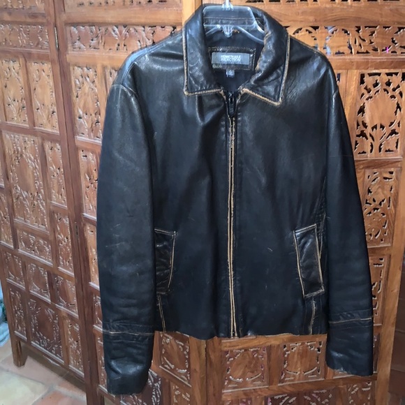 Reaction Kenneth Cole Other - Men’s Kenneth Cole Distressed Leather Zipper Jacket